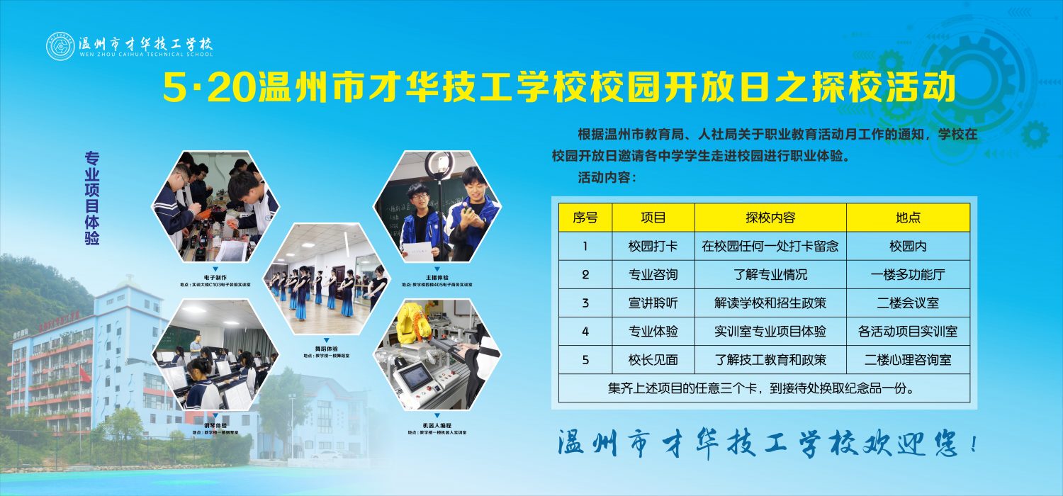 【才华资讯】温州市才华技工学校“5·20校园开放日”之探校活动圆满开展